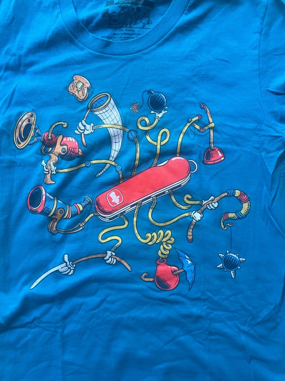 Threadless Medium-Girly Blue “Dr. Swiss” Tee with Graphic - Picture 6 of 6